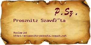 Prosznitz Szavéta névjegykártya